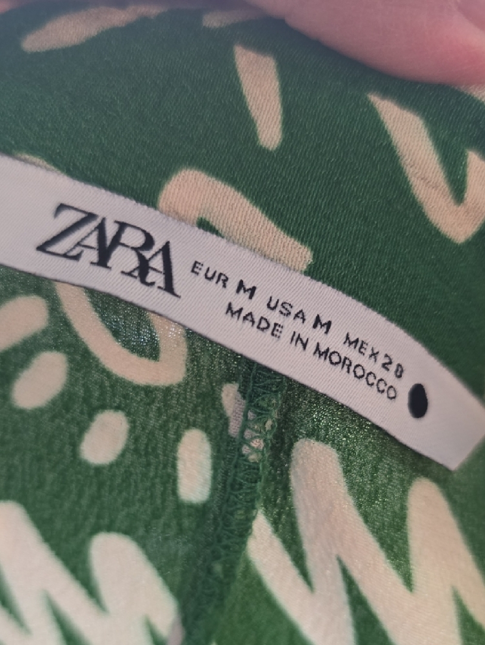 Zara Green and White Abstract Midi Shirt Dress - Picture 5 of 5